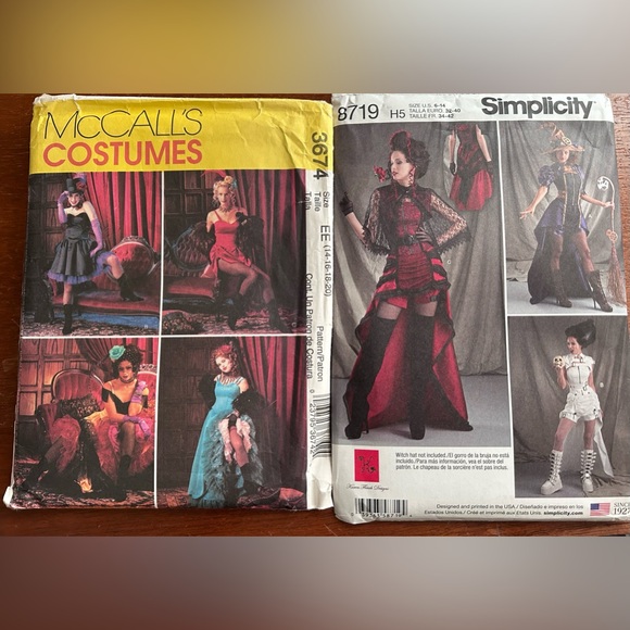 2 Patterns-Simplicity 8719-Steampunk Gothic Vampire And McCall’s 3874-Can Can - Picture 1 of 5